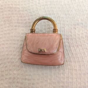 Chic Pink and Gold Handbag Brooch